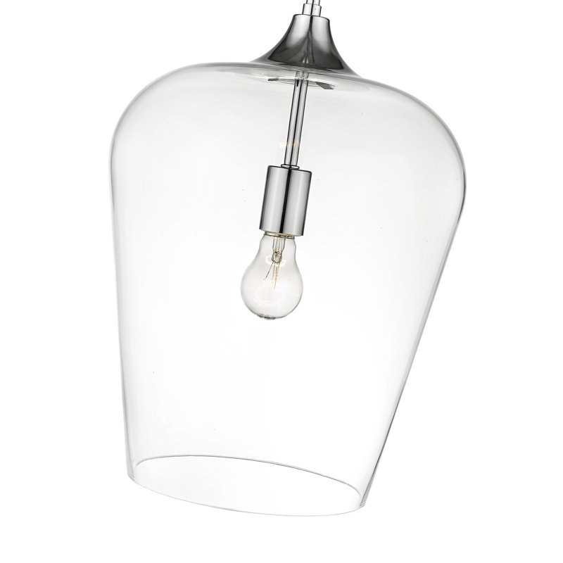 Luminaire suspendu en verre Dahlya, H 16,25 po x l 12 po x P 12 po, Chrome chrome