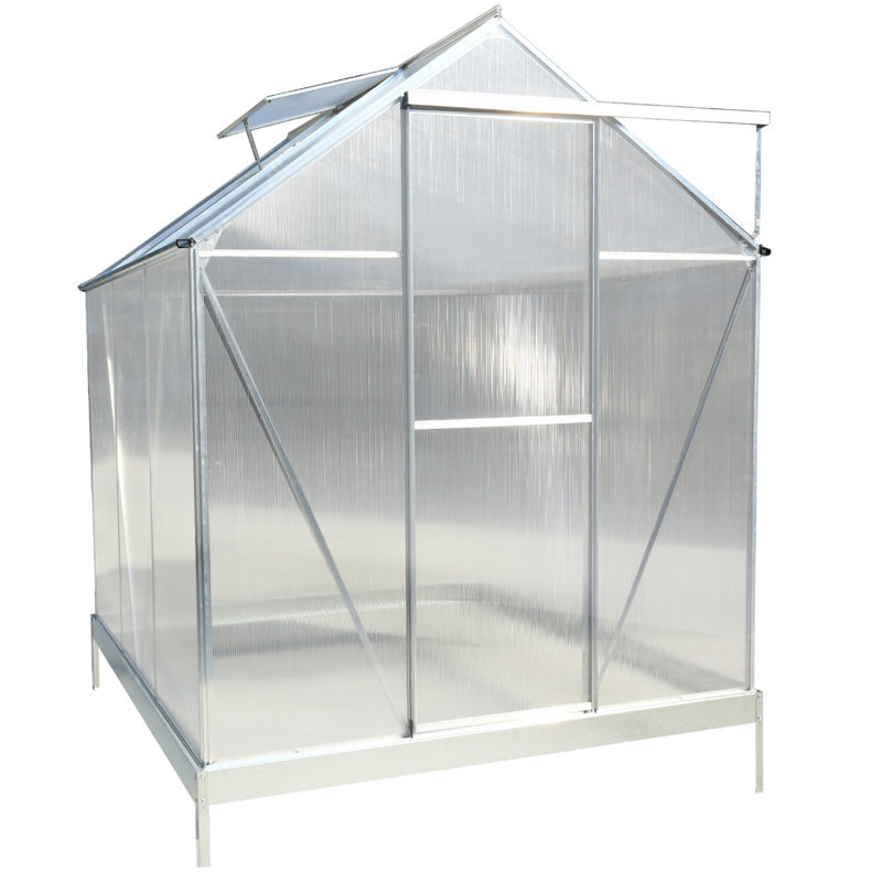 Serre en polycarbonate, H 96,8 po x l 75,2 po x P 75,2 po, Argent argent