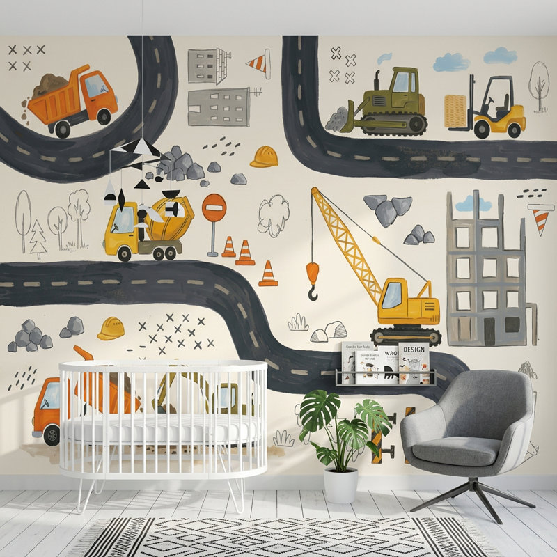 Papier peint Chantier de construction, Non tissé, 140 po x 108 po