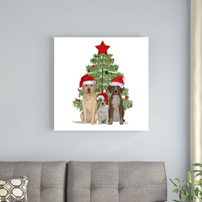 «Christmas Des - Dog Trio Christmas Tree» par Fab Funky - impression sur toile tendue