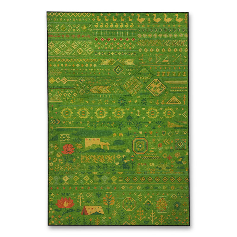 Tapis tissé orange traditionnel Mosso, 3'3" x 6'7"