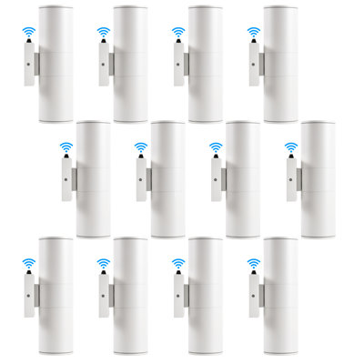 Dusk to Dawn Outdoor Lighting Wall Lights 12 2700K Integrated LED Cylinder Up Down Lights, IP65 Waterproof Aluminum Exterior Wall Sconce for Porch Patio