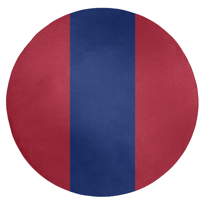 Tapis de grande surface rouge poly-rayures football new york, Rond 5 pi