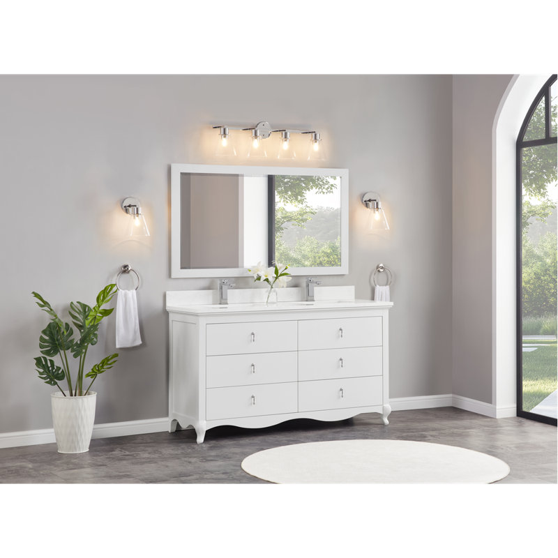 60" Solid Wood Sink Vanity  With 1' Artificial Stone Top, White