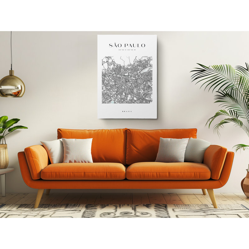 Sao Paulo Map Print Brazil Canvas Print