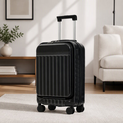 Front Opening Luggage Set 3 Piece, Hardside Carry on Suitcase with USB Port, Expandable Luggage with Handle Bag Spinner Wheels TSA Lock