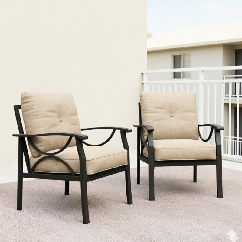 Fauteuils simples toutes saisons avec ergonomique, rouille, idéal pour les cours et les jardins avec 2 housses hydrofuges et patios
