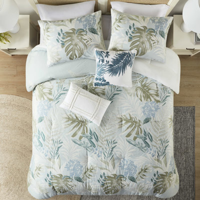 Édredon bleu très grand, 100% coton, coussin décoratif carré, coton avec coussins décoratifs, bleu, très grand, taies décoratives à imprimé tropical