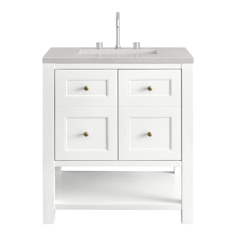 Breckenridge 30'' W Single Vanity, Charcoal Soapstone, Bright White, 8" Widespread