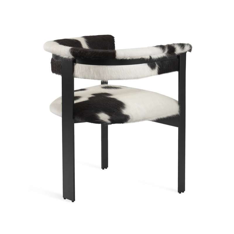 Darcy Upholstered Arm Chair, Leather Hide Spotted, Matte Black
