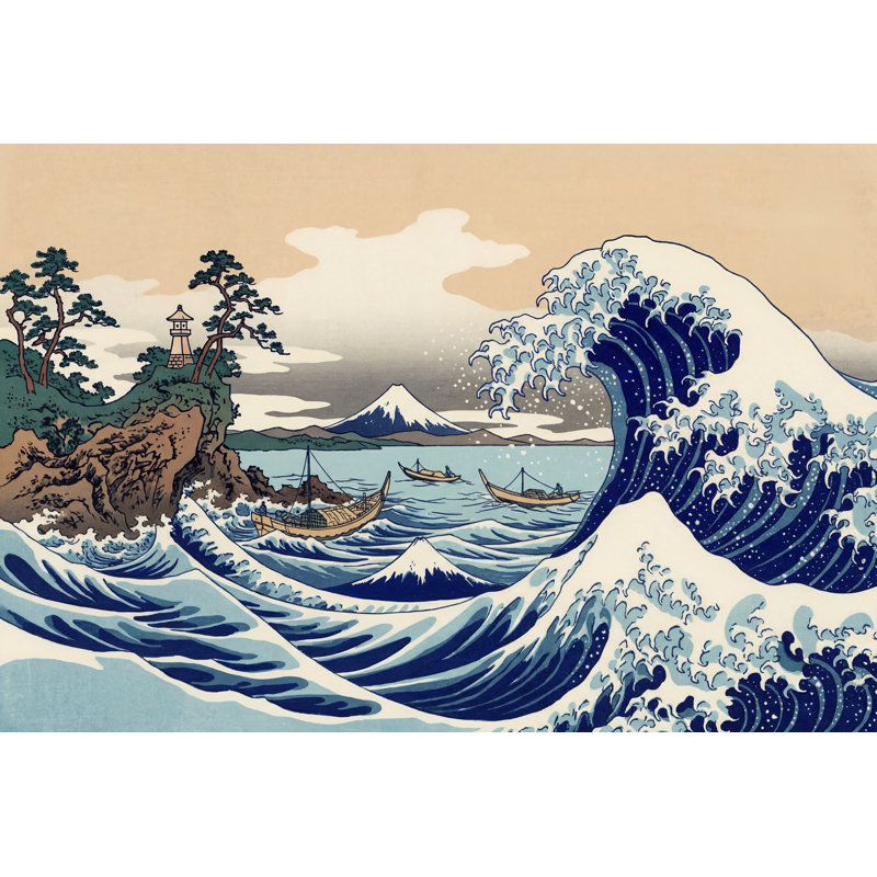 Décoration murale amovible impression sur bois Great Wave, 200 po x 120 po, Non tissé