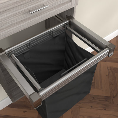 Full Extension Premium Aluminum Frame Slide-out Laundry Hamper for Cabinets with Removable Bag (24" Widths)