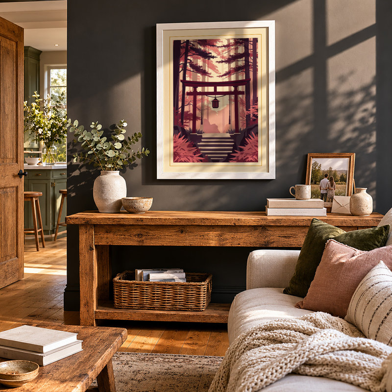 Gateway to Light Japandi - Framed Print, A4 - 29.7 x 21.0 cm, White