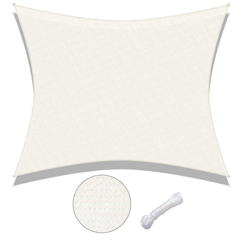 Off-White HDPE Rectangle Sun Shade Sail for Patio, 16' x 20'