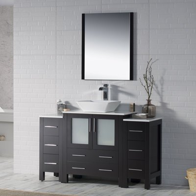 Mance 54.375'' Single Bathroom Vanity with Ceramic Top