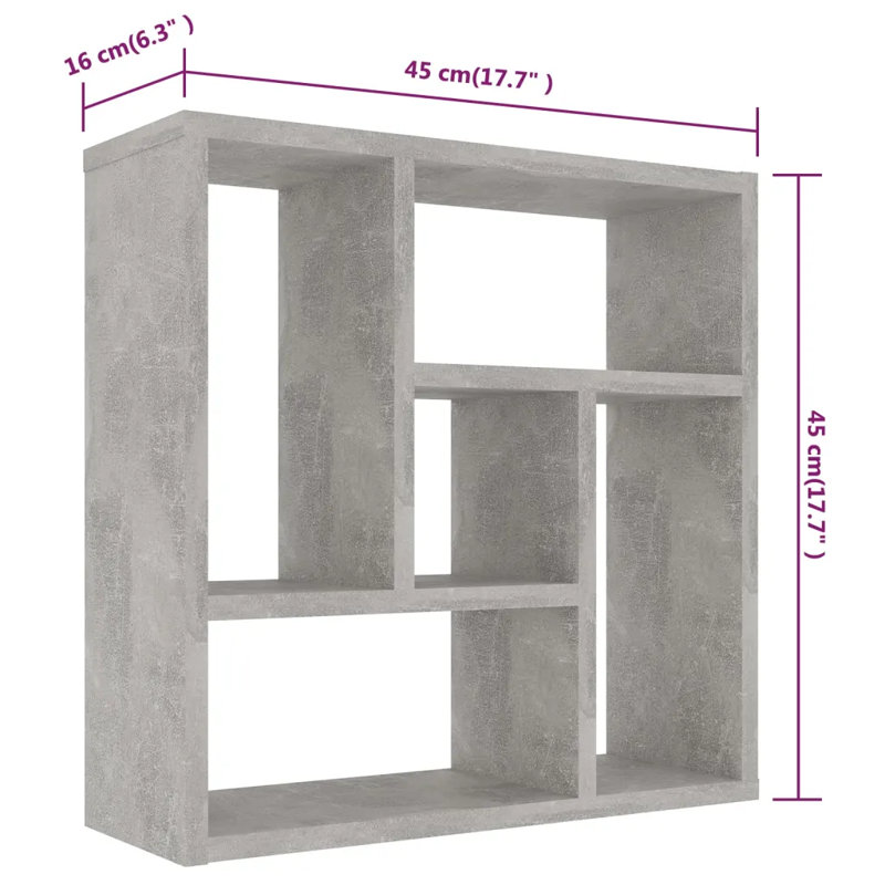 Wall Shelf 45.1x16x45.1 cm Engineered Wood, Concrete Grey