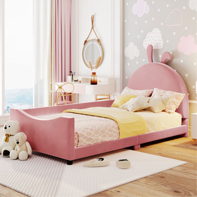 Upholstered Daybed With Rabbit Ear Shaped Headboard