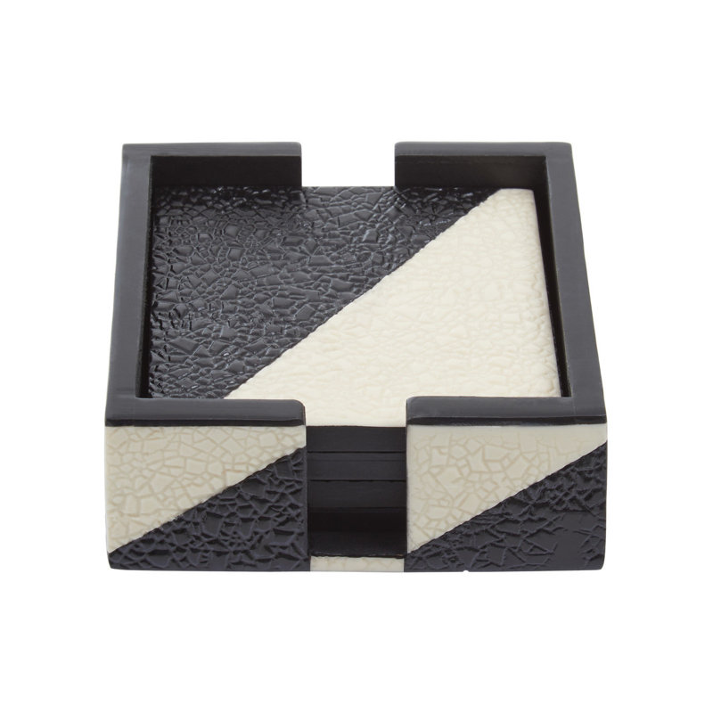 Resin Square 4 Piece Coaster Holder Set