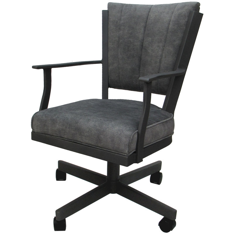 Danyael Metal Dining Caster Chair with Arms, Gray, Outlier Charcoal