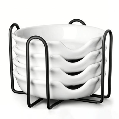 Ensemble de 4 cuillères en céramique de 4,8 po avec support en métal pour ustensiles de cuisine