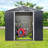 7X4.3Ft Metal Garden Sheds Outdoor Storage Sheds Coal Grey With Window-128525436
