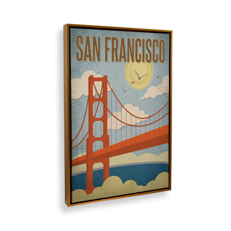 Golden Gate Days à San Francisco, H 48,75 po x l 32,75 po, Impression encadrée sans passe-partout, Or poli