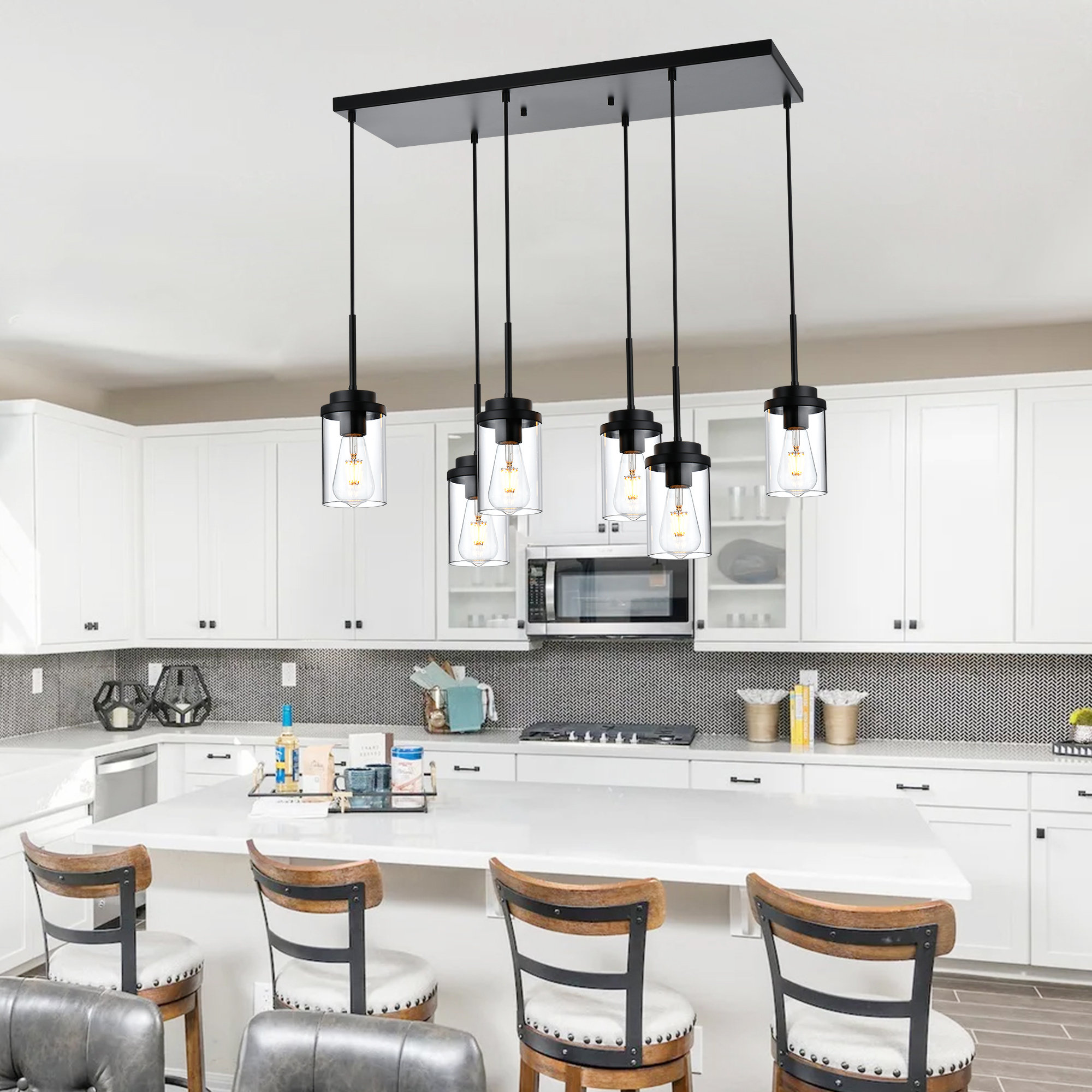 Breakwater Bay Algere 6 - Light Matte Black Kitchen Island Pendant ...