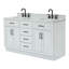 Meuble-lavabo double en bois massif 60 po avec lavabo en marbre de Carrare 0,75 po Jameal-927237177-894116610