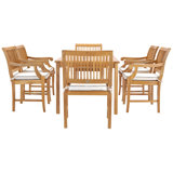 Outdoor 7 - Piece Teak Dining Set with Cushions