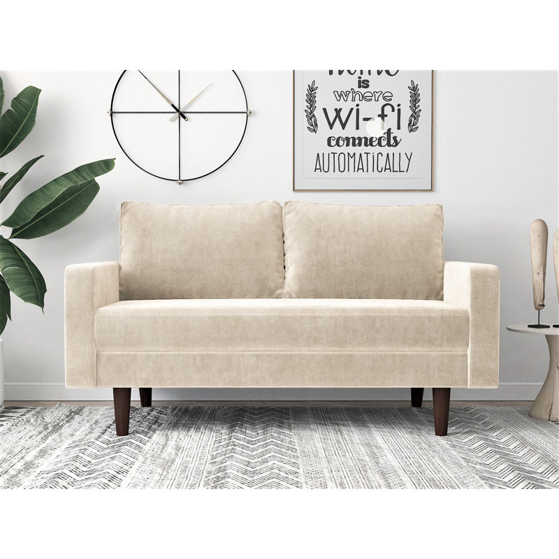 Riendeau 57.8'' Velvet Loveseat, Beige Velvet