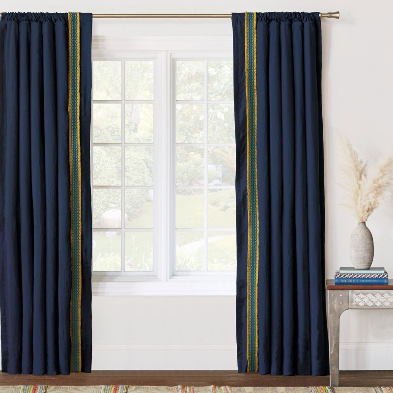 Fairuza 100% Linen Room Darkening Curtain Single Panel, 48" W x 120" L, Left