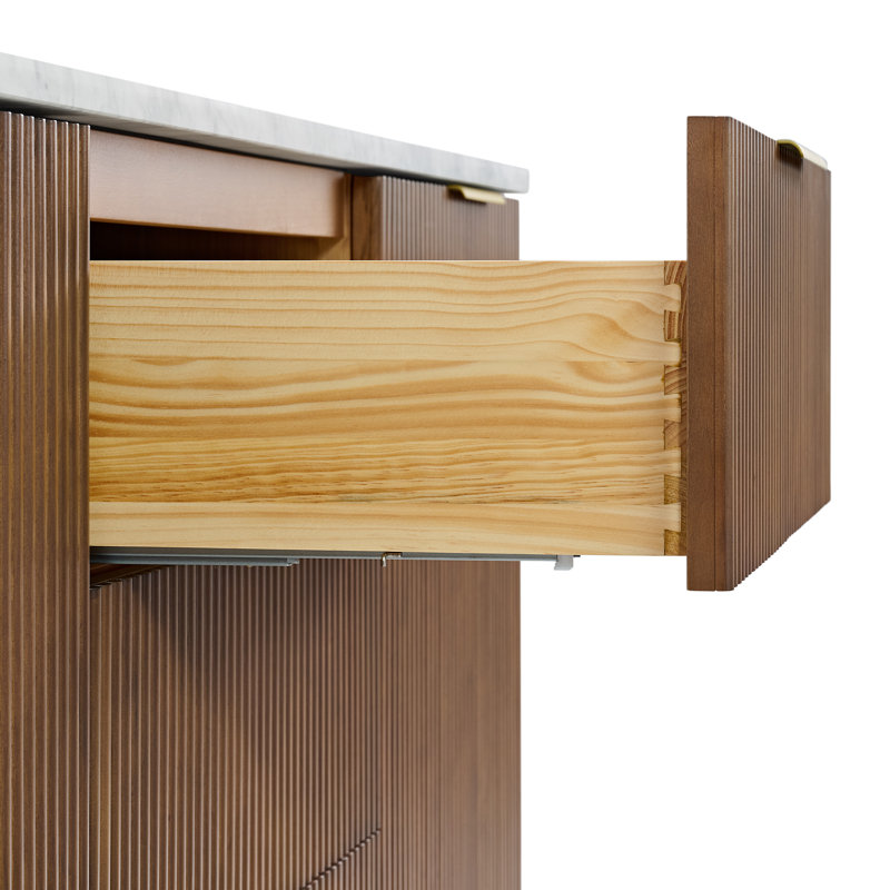 Kensington 72" Bathroom Vanity in Fluted Birch, Brown Reeded Birch