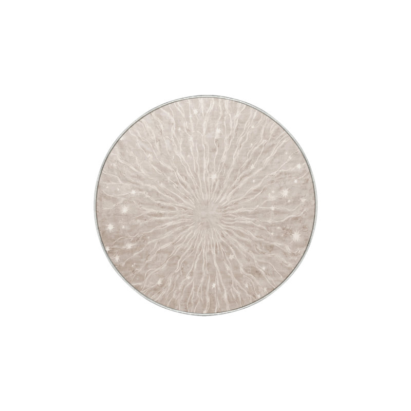 Machine Washable Beige Area Rug, Round 7'