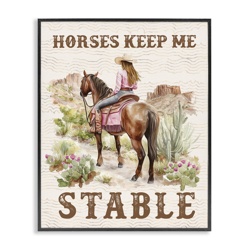 Chevaux Keep Me Stable, estampe numérique encadrée avec lettres et doublure, H 14 po x l 11 po, Giclée encadrée noir minuit