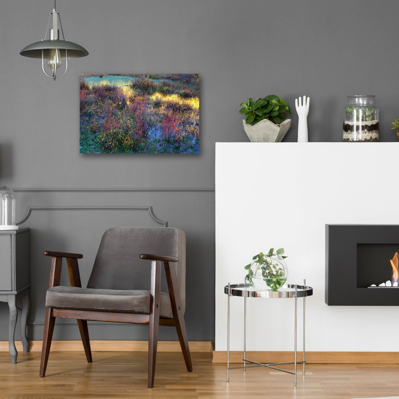 Art mural en verre acrylique 24 po x 16 po «Colorful Brush and Reflection» par Jim Becia, H 16 po x l 24 po