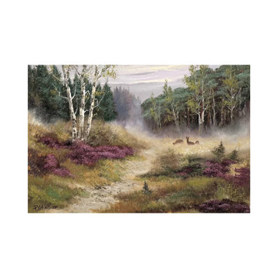 Watching The Deer by Reint Withaar - Wrapped Canvas Print