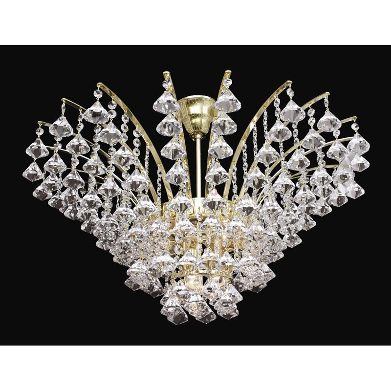 Emerson Crystal Semi Flush Mount, Brass