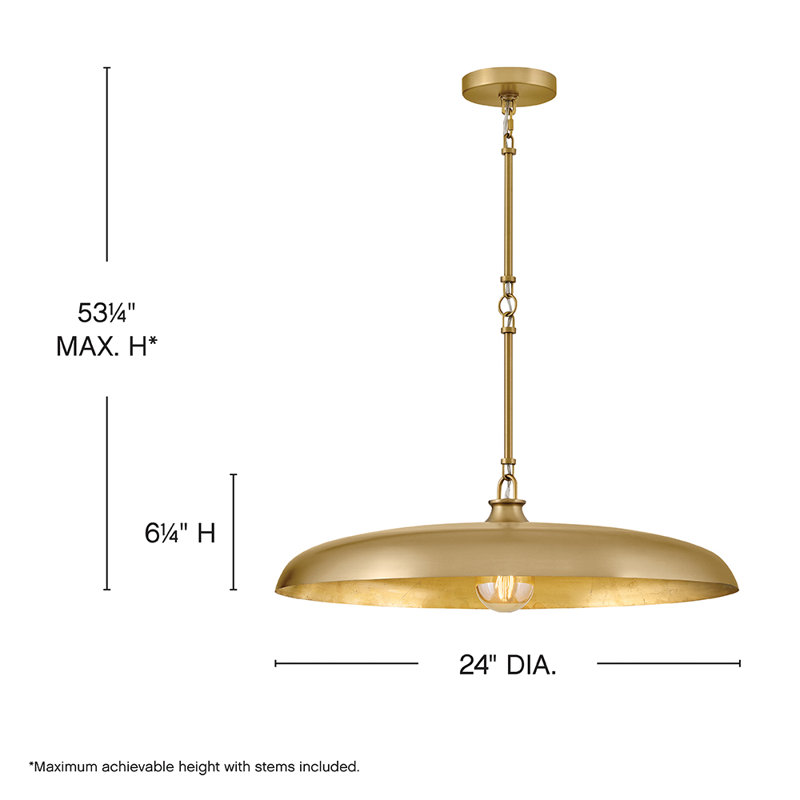 Sadie 1 - Light Steel Chandelier, Lacquered Brass, 8" H x 24" W x 24" D