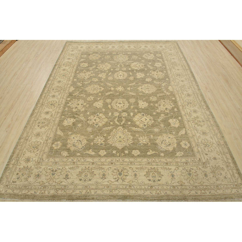 Tapis bleu en laine noué à la main de conception unique 8 pi 2 po x 10 pi