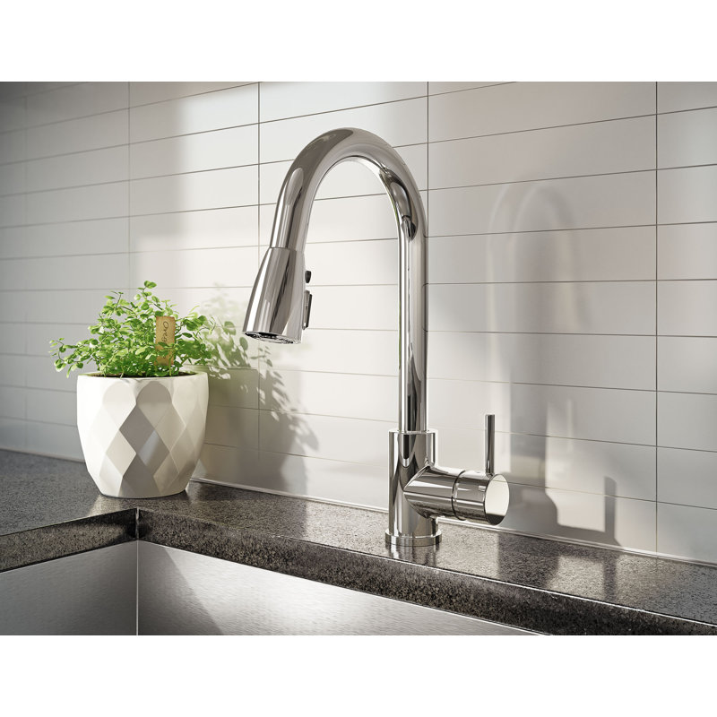Keeney Bélanger Pull Down Kitchen Faucet, Polished Chrome