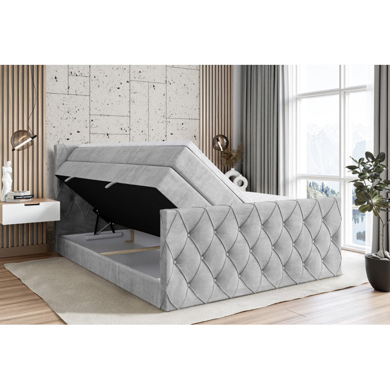 Pocketsprung Divan Bed Set, 200 x 200 cm, Light gray