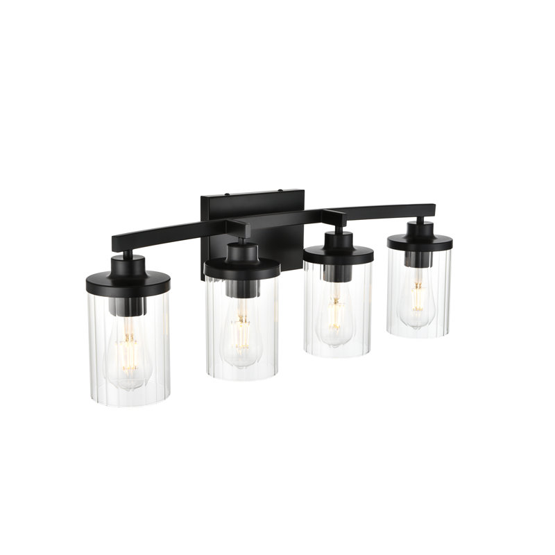 Éclairage pour meuble-lavabo à intensité variable Dariela, Noir, H 10 po x l 25 po x P 25 po, Quatre lumières