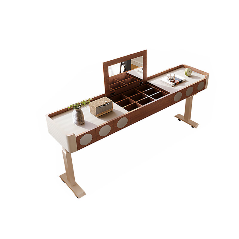 Bureau au-dessus de lit réglable en hauteur en bois massif 92,91 "Beige, 29.13" H x 92.91" W x 15.35" D