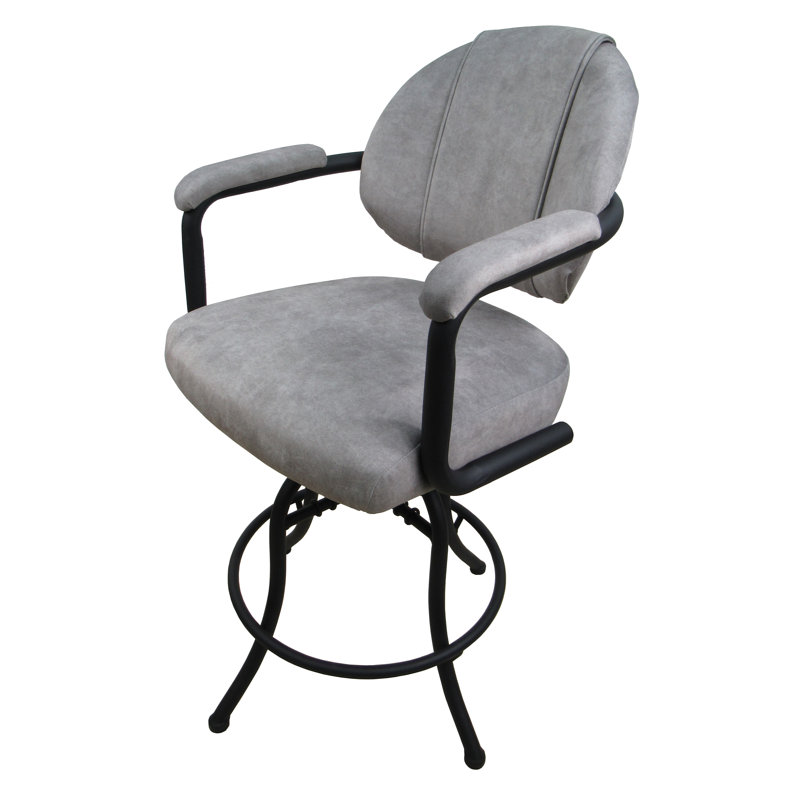 Siyao Swivel Upholstered Counter Stool with Metal Frame, Bar Stool (30" Seat Height), Light Gray