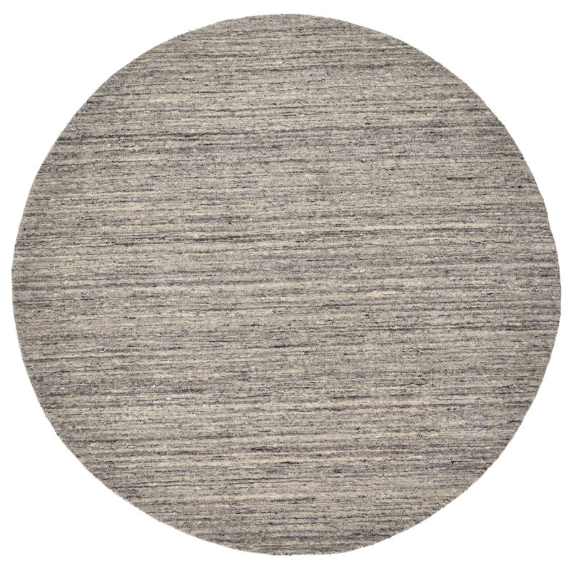 , Grey/Brown/Blue Round Pure Solid Colour Hand Woven Hand Loomed Area Rug, Round 100cm