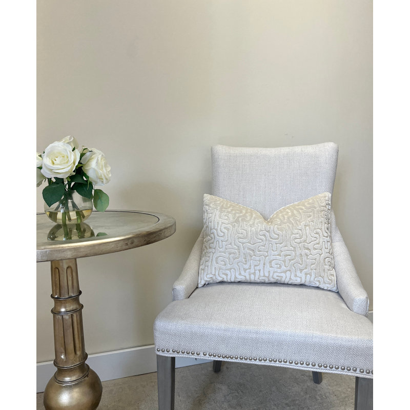 Velvet Maze Lumbar Throw Pillow Cover, Cream