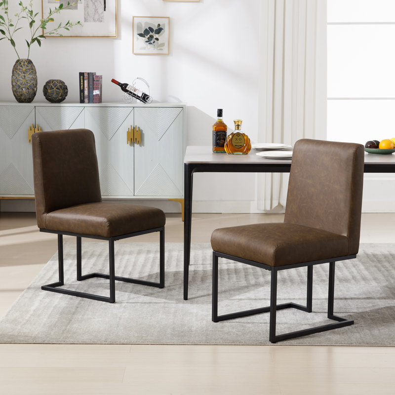 45cm H Upholstered Metal Side Chair, Brown