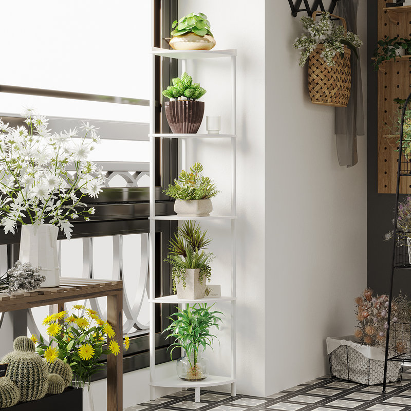 Swade 64.9" H x 12.2" W Corner Bookcase, White