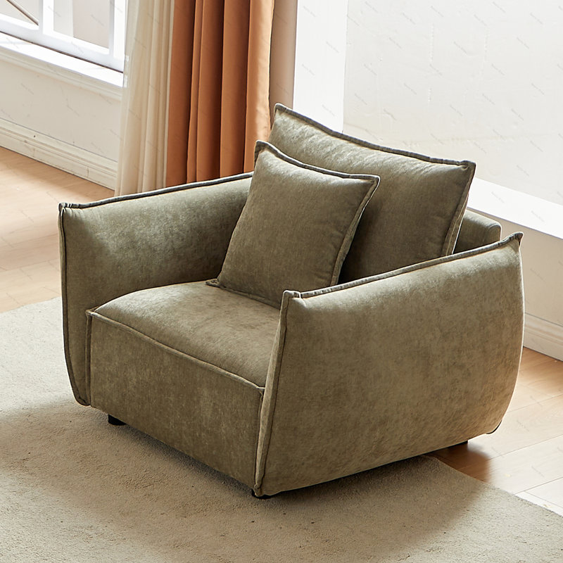 Fauteuil d'appoint 44 "avec coussins décoratifs 44", Chenille vert clair