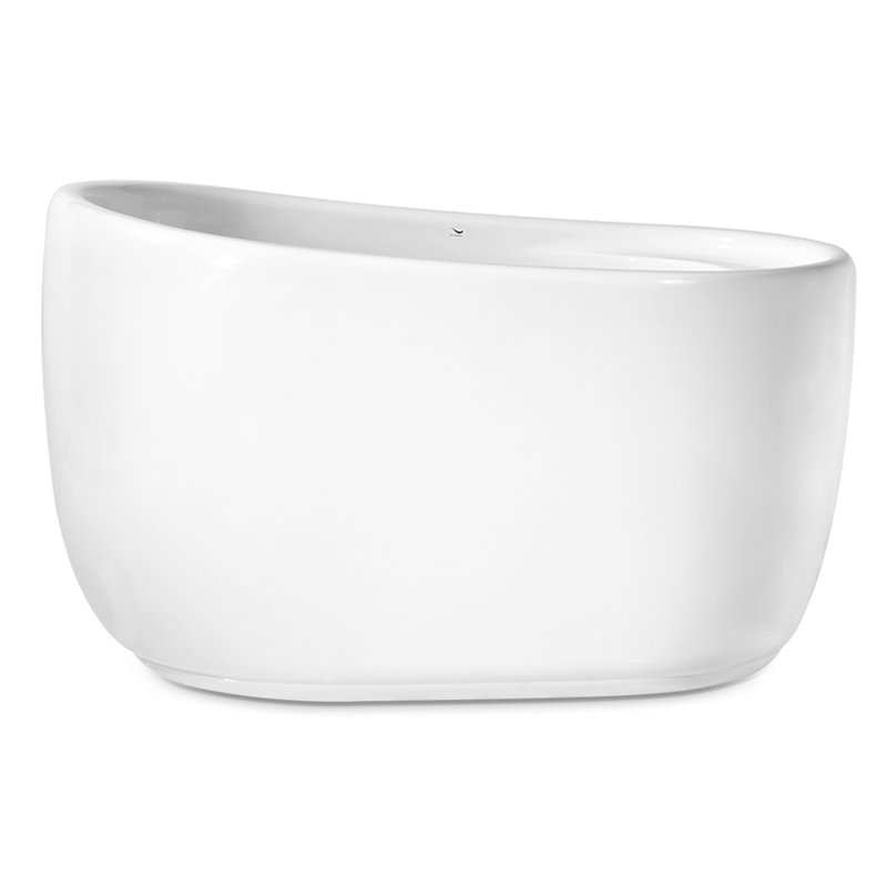 51" Streamline Freestanding Soaking Acrylic Bathtub With Drain and Bamboo Tray, Matte Black